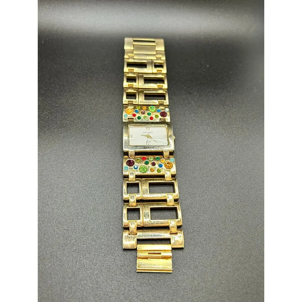 Suzanne Somers Gold Tone Crystal Bracelet Watch Multi-Color Rhinestone Dial - Picture 5 of 13